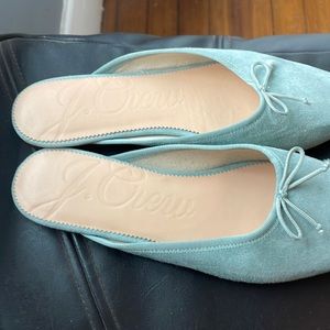Sea foam suede ballet slide.